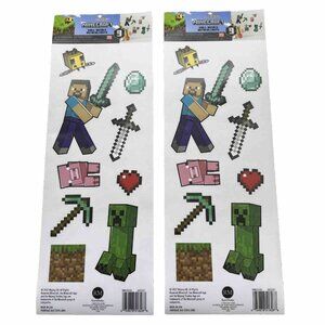 Minecraft Gamer Wall / Laptop Sticker Decals Steve Creeper Pig set of two NEW